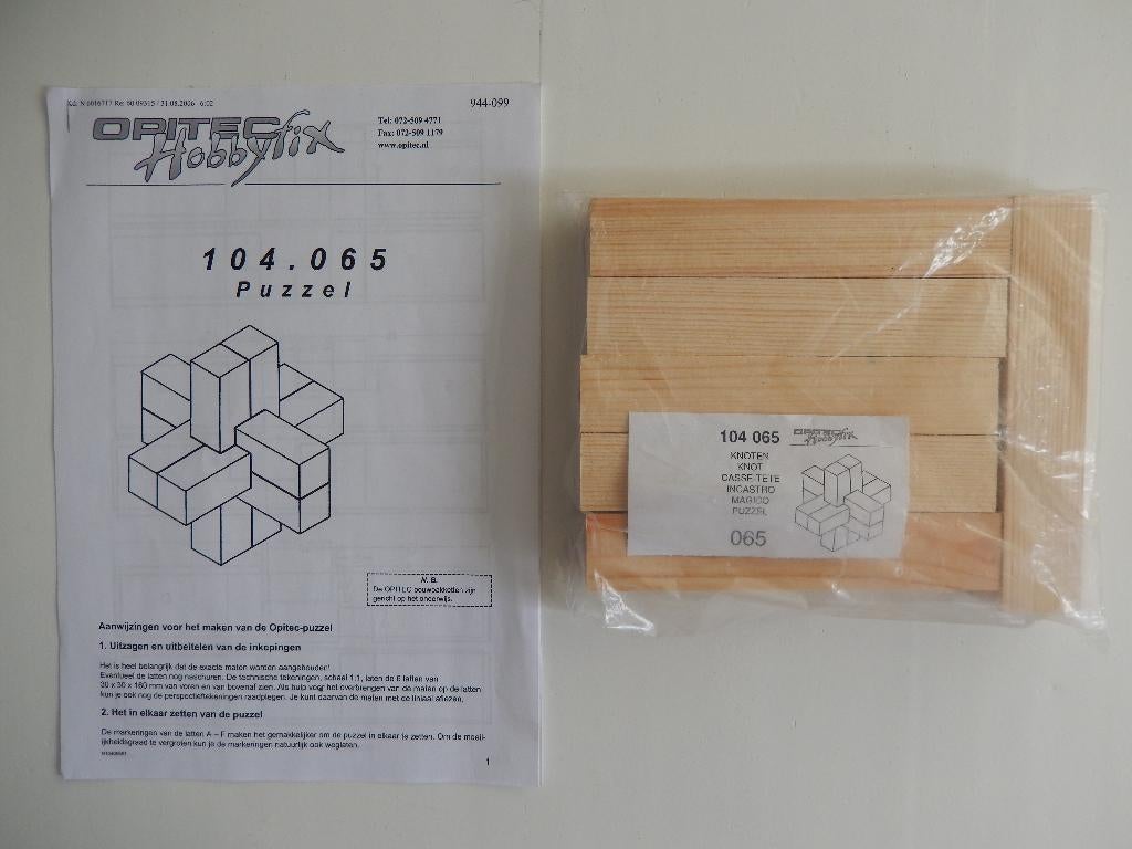 * Opitec hobbyfix pakket houten knoop puzzel maken *, Ophalen of Verzenden, Nieuw, Knutselwerk