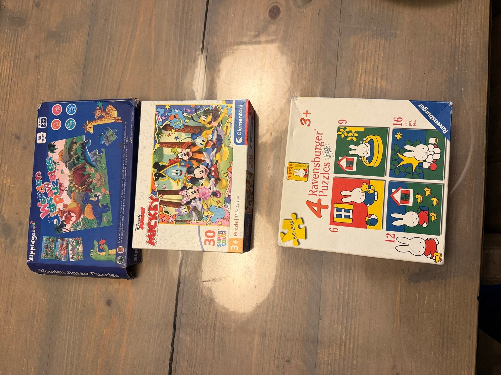 Diverse kinderpuzzels: Disney Mickey, Nijntje, Houten Dieren, Kinderen en Baby's, Ophalen, 2 tot 4 jaar, Gebruikt, 10 tot 50 stukjes