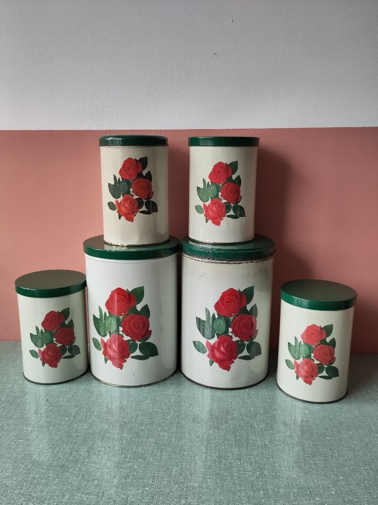 Tomado Blikken Set met Rozen, Verzamelen, Blikken, Gebruikt, Overige, Overige merken, Ophalen of Verzenden