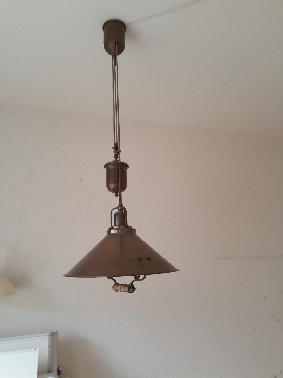 Klassieke Hanglamp met Katrol Gewicht Systeem, Ophalen, Gebruikt, Klassiek, 75 cm of meer