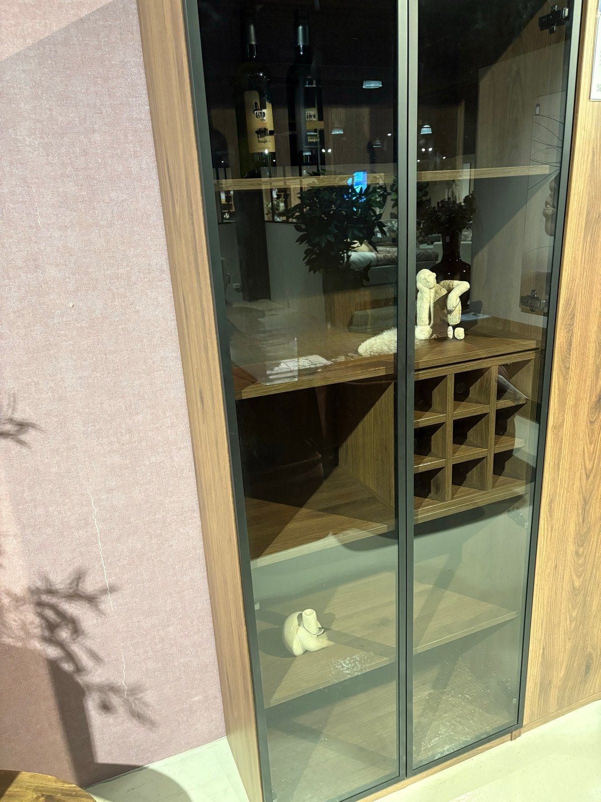 HPL en glas vitrinekast - 80x40x200h cm, Ophalen, Gebruikt, 200 cm of meer, 50 tot 100 cm