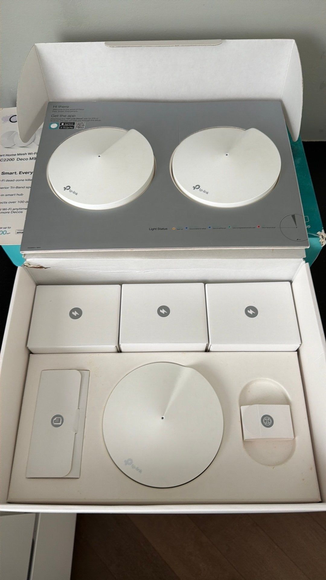 TP-Link Deco M9 Plus Mesh WiFi Set (3x) AC2200 Complete Set, Ophalen, Zo goed als nieuw, Wit