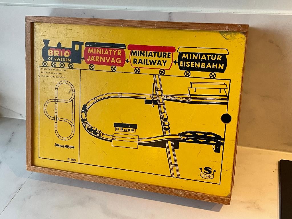 Vintage: Houten Brio treinset, Ophalen of Verzenden, Gebruikt