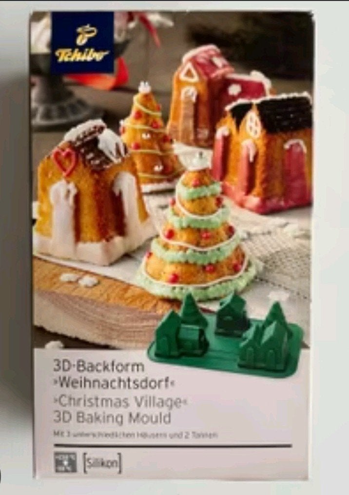Tchibo siliconen bakvorm kerstdorp. Weinachtsdorf. nieuw, Ophalen of Verzenden, Nieuw, Taarten, Bakvorm