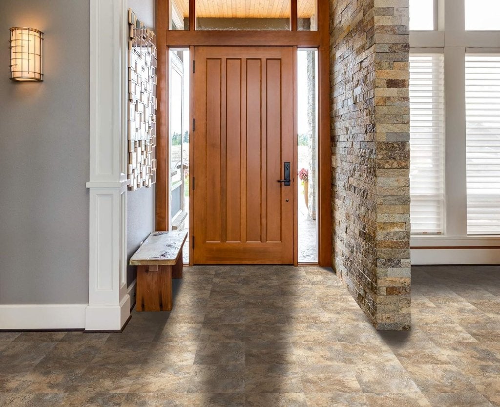 52m2 Pvc click Ocean slate + integreerde ondervloer =€673, Beige, Nieuw, Ophalen of Verzenden, Pvc click tegel traverti slate beige kleur