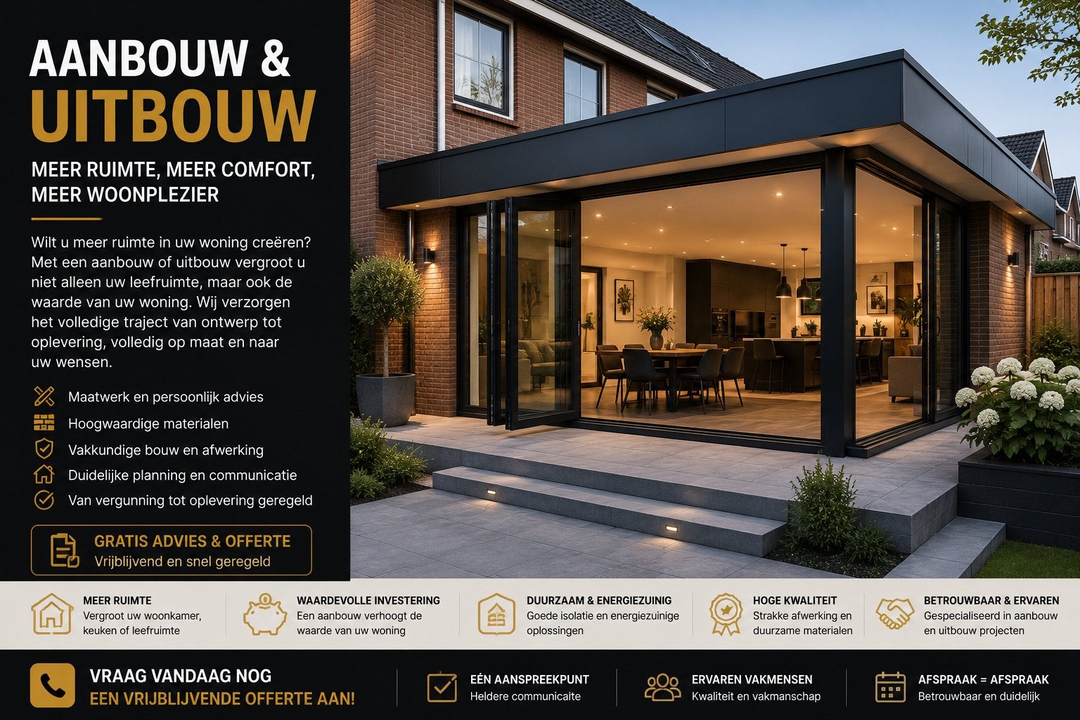 Aanbouw & Uitbouw – Meer Ruimte, Meer Wooncomfort, Ophalen of Verzenden, Nieuw, 75 m² of meer, Overige typen