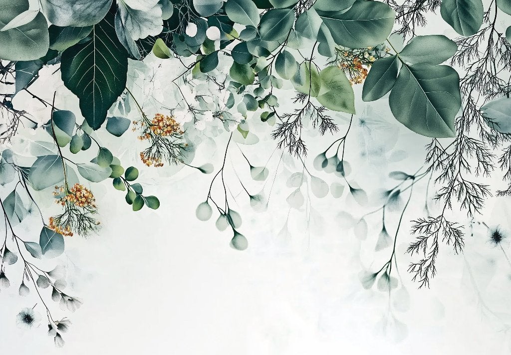 Hangende bladeren vlies fotobehang Eucalyptus - ook op maat, Huis en Inrichting, Stoffering | Behang, Verzenden, Fotobehang