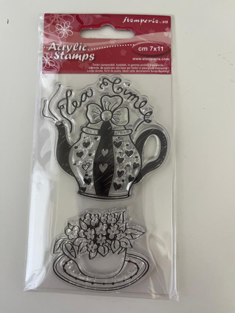 Clear stamp theepot en theekopje - Stamperia Tea Time, Ophalen of Verzenden, Nieuw, Clearstamp