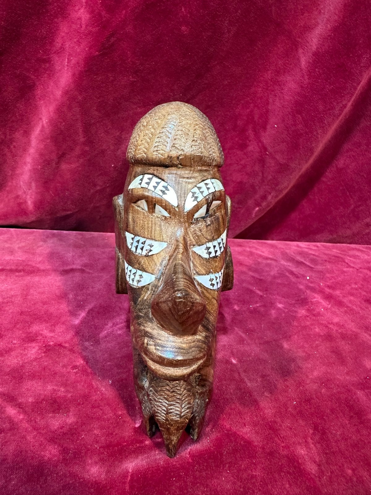 Nguzu Nguzu Solomon Eilanden Houten & Parelmoer Beeld, Minder dan 20 cm, Ophalen of Verzenden, Handgemaakt, Beeld