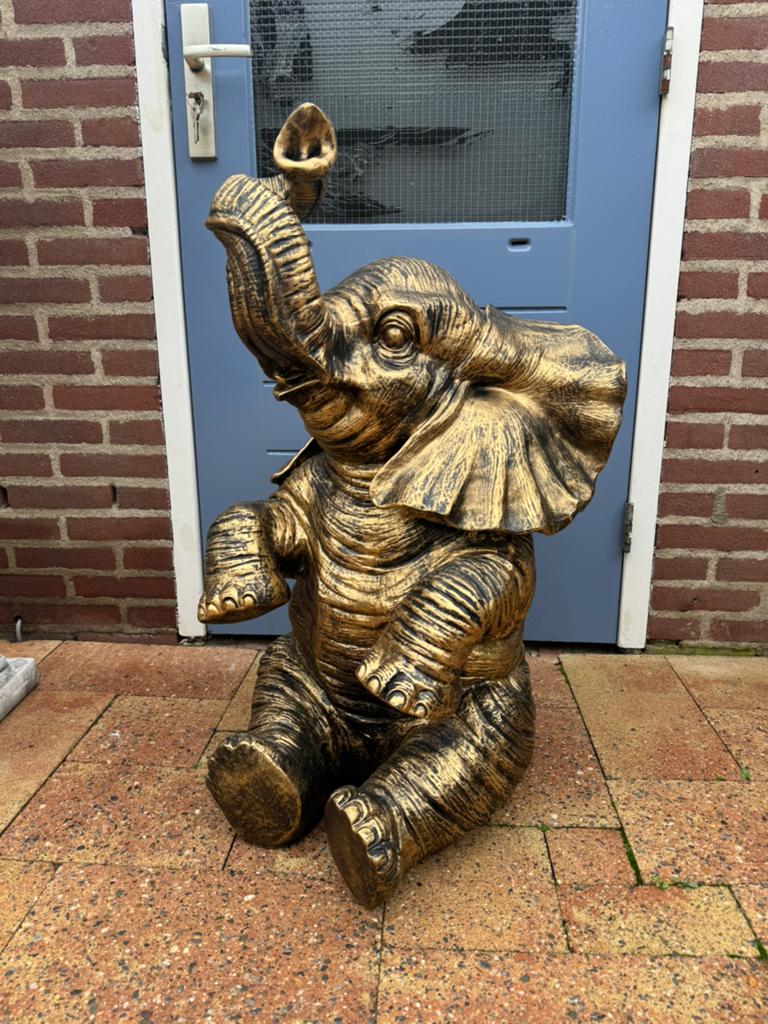 olifant (goud/zwart) 87hoog 50breed 45diep/Nieuw!, Ophalen, Nieuw, Dier