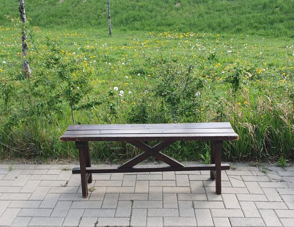 Vintage houten bankjes - rustiek en robuust, Ophalen