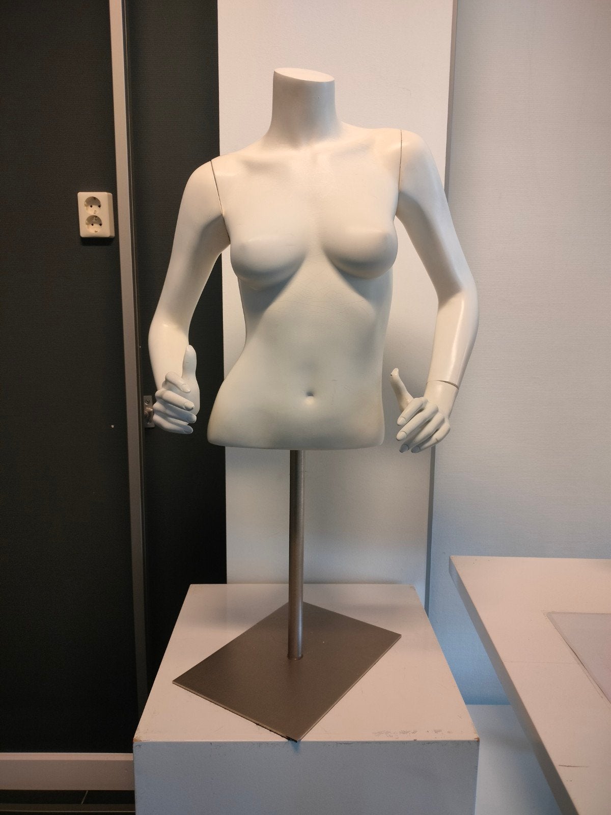 Witte paspop torso met standaard, Onbekend, Ophalen of Verzenden, Zo goed als nieuw