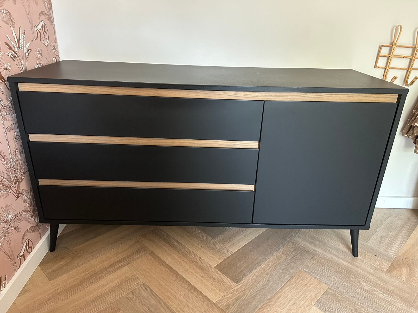 Europe Baby Sterre Commode XL Zwart / Oak, Ophalen, 50 tot 70 cm, 100 cm of meer, Zo goed als nieuw