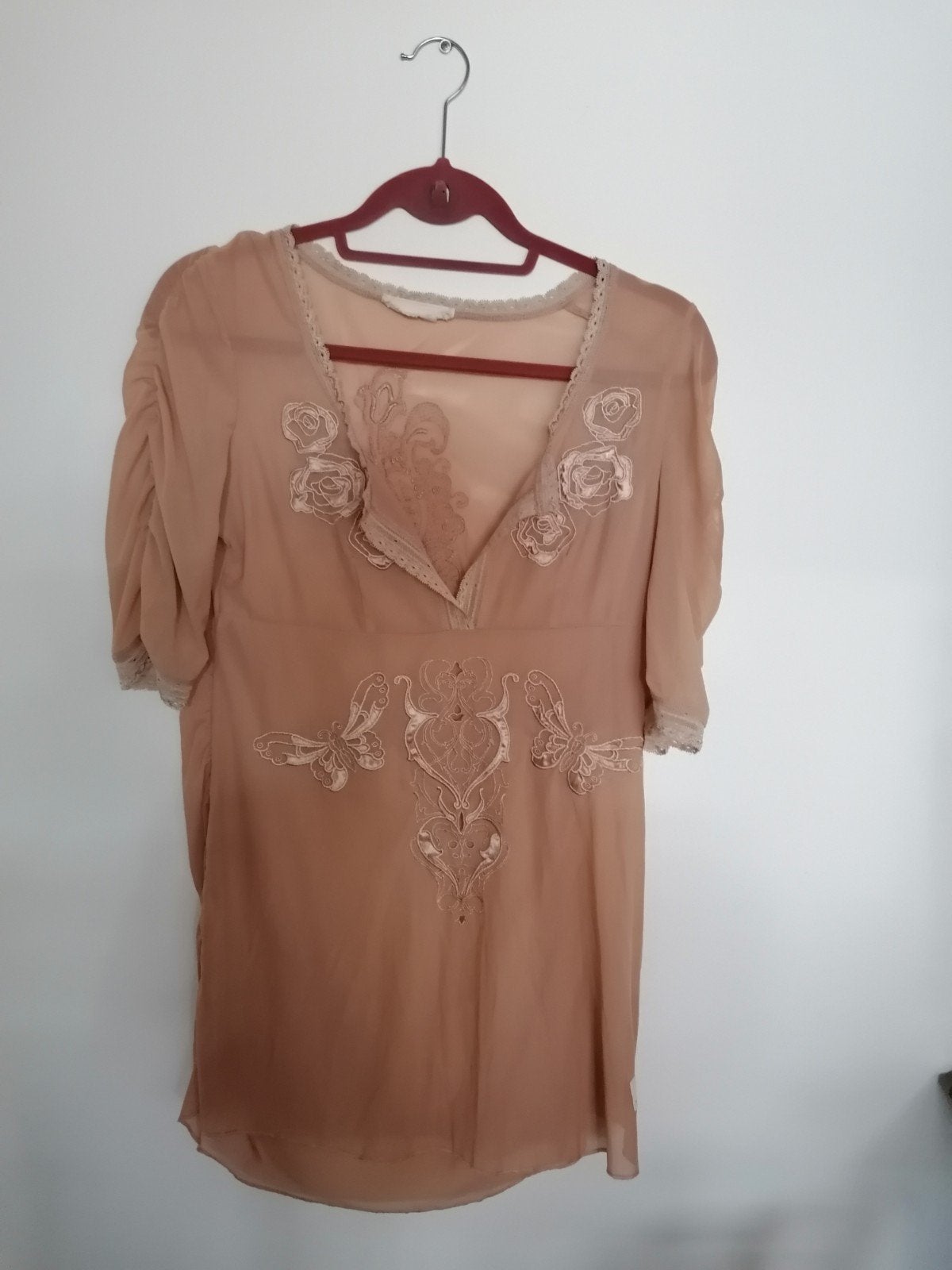 Odd Molly Tuniek Viscose Huidkleur met Borduurwerk, Kleding | Dames, Maat 38/40 (M), Verzenden, Beige, Korte mouw
