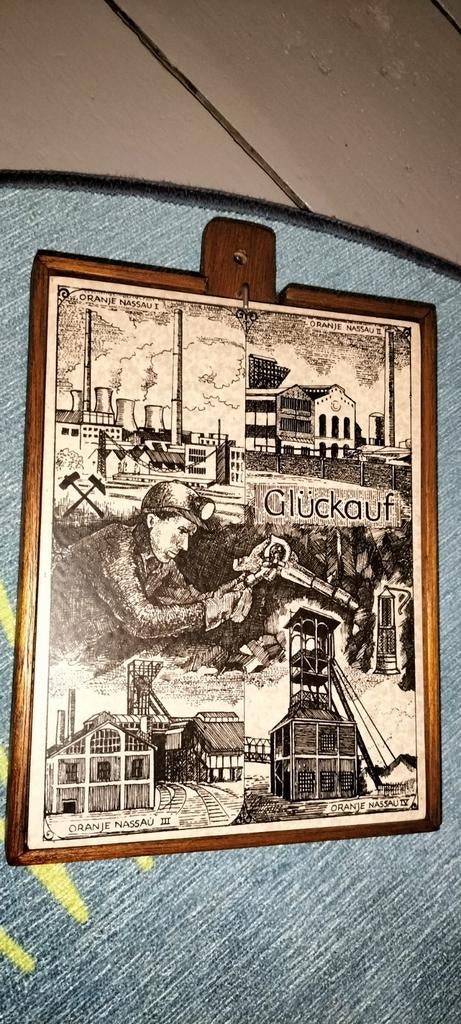 Vintage Oranje Nassau Mijntegel - Glückauf, Antiek en Kunst, Ophalen of Verzenden