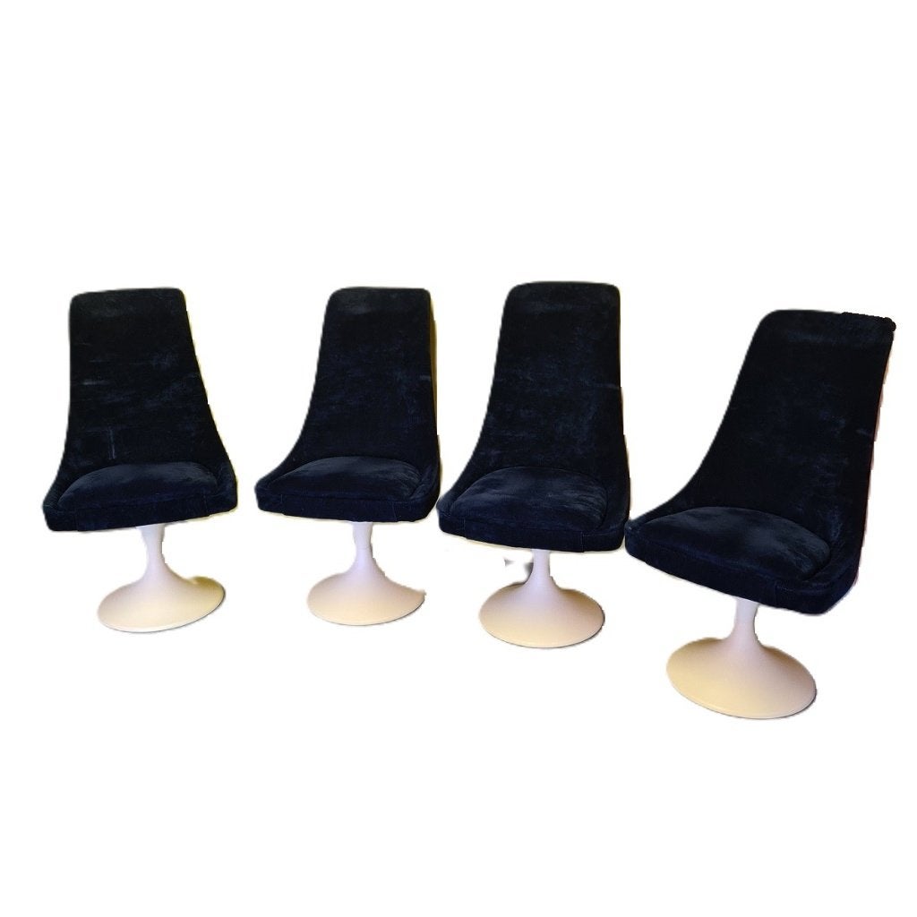 4 Space Age draaibare eetkamerstoelen jaren 70, Space Age, Overige materialen, Gebruikt, Blauw