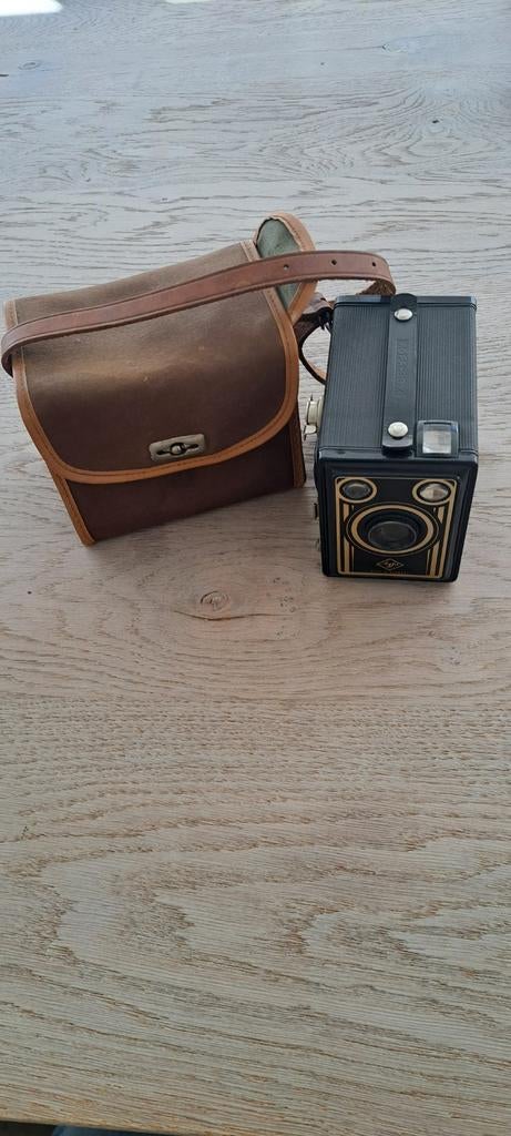 Vintage Agfa Synchro Box Camera Jaren '50 met Tas, Ophalen of Verzenden, Gebruikt, Compact, Overige Merken