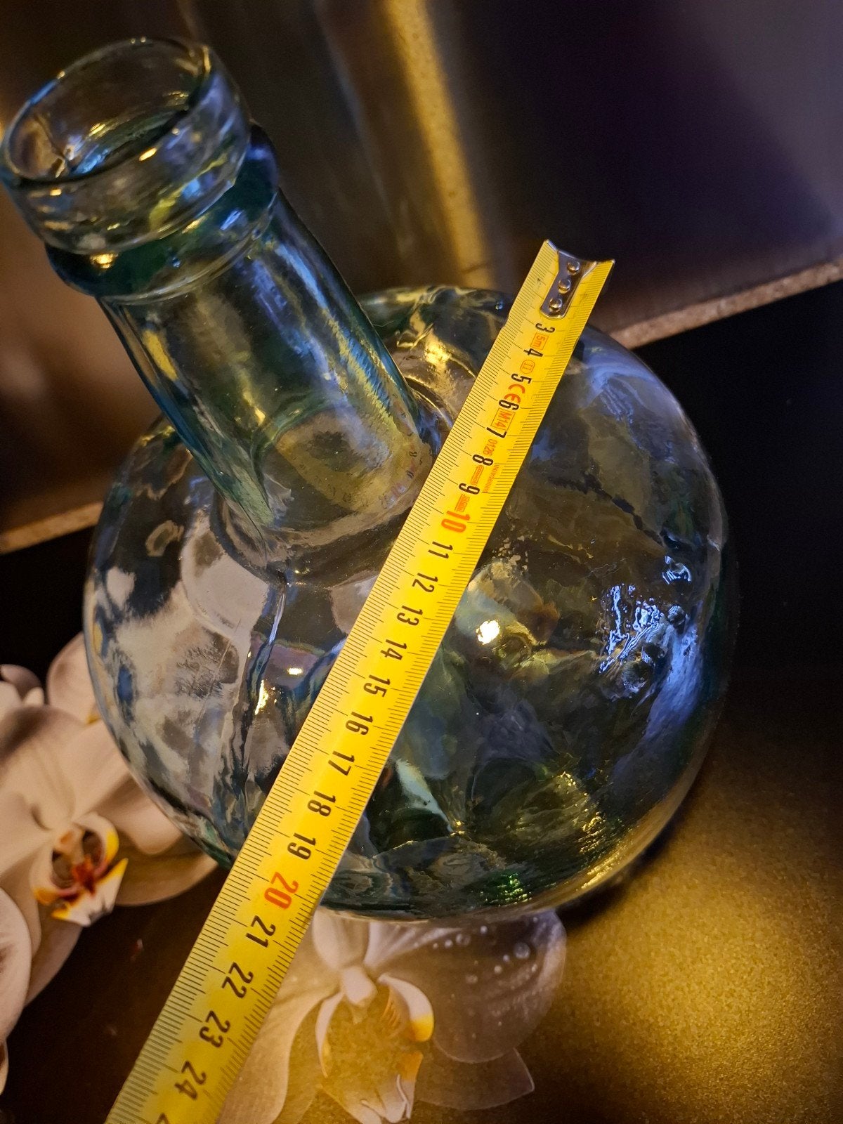 Vintage Groene Glazen Fles - Decoratieve Bolvormige Fles, Antiek en Kunst, Ophalen