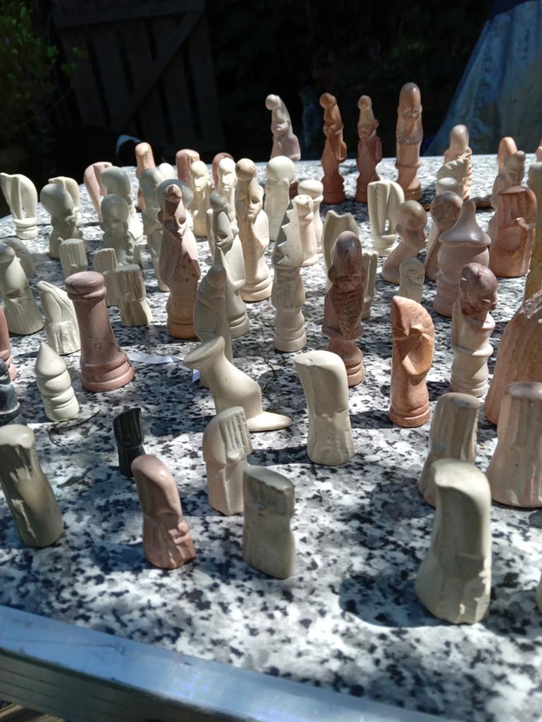 Schaakstukken (speksteen) afrika., Ophalen of Verzenden, Zo goed als nieuw