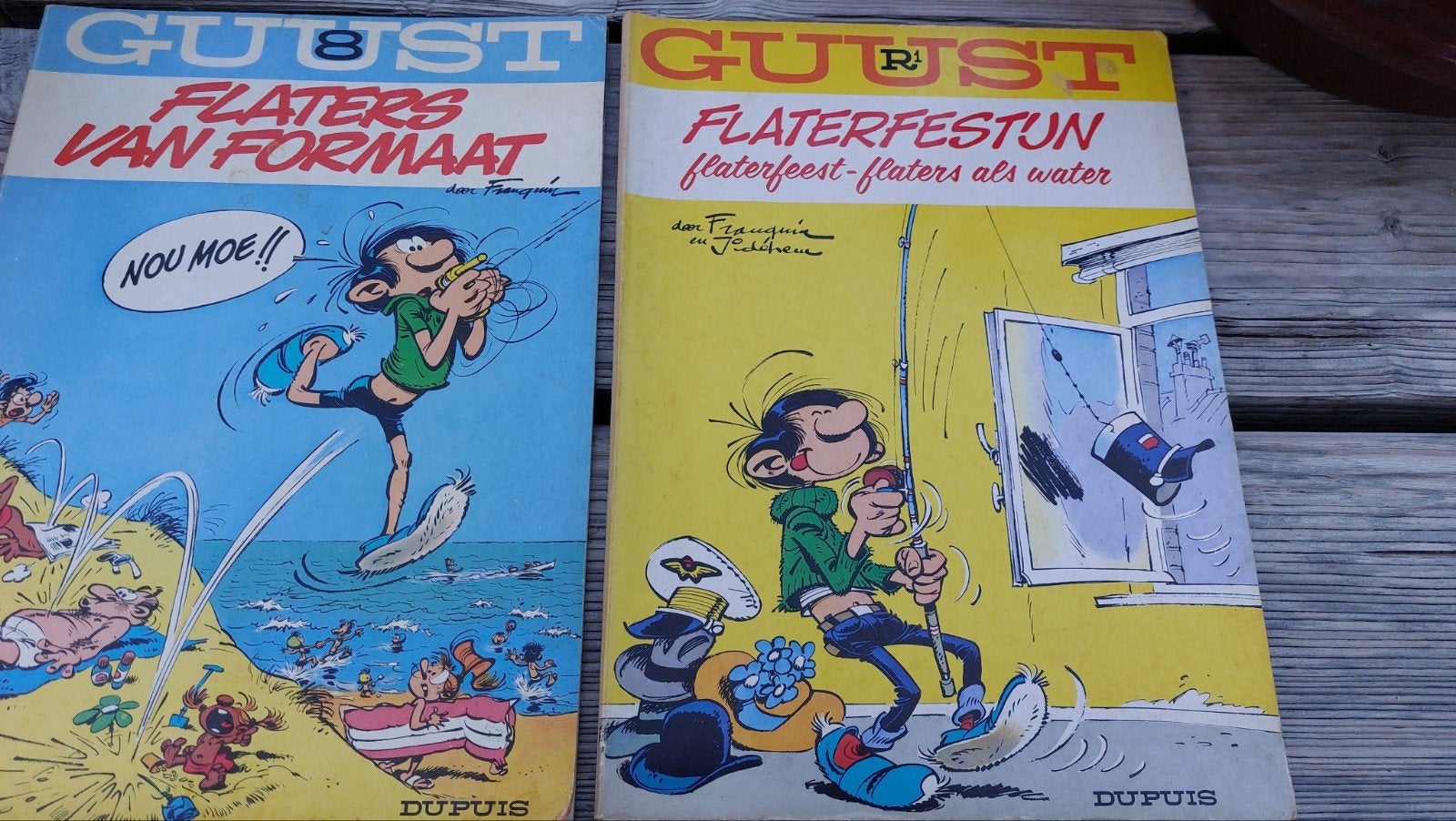 Guust Flater stripboeken:Flaters van formaat & Flaterfestij, Boeken, Stripboeken, Meerdere stripboeken, Ophalen of Verzenden, Gelezen