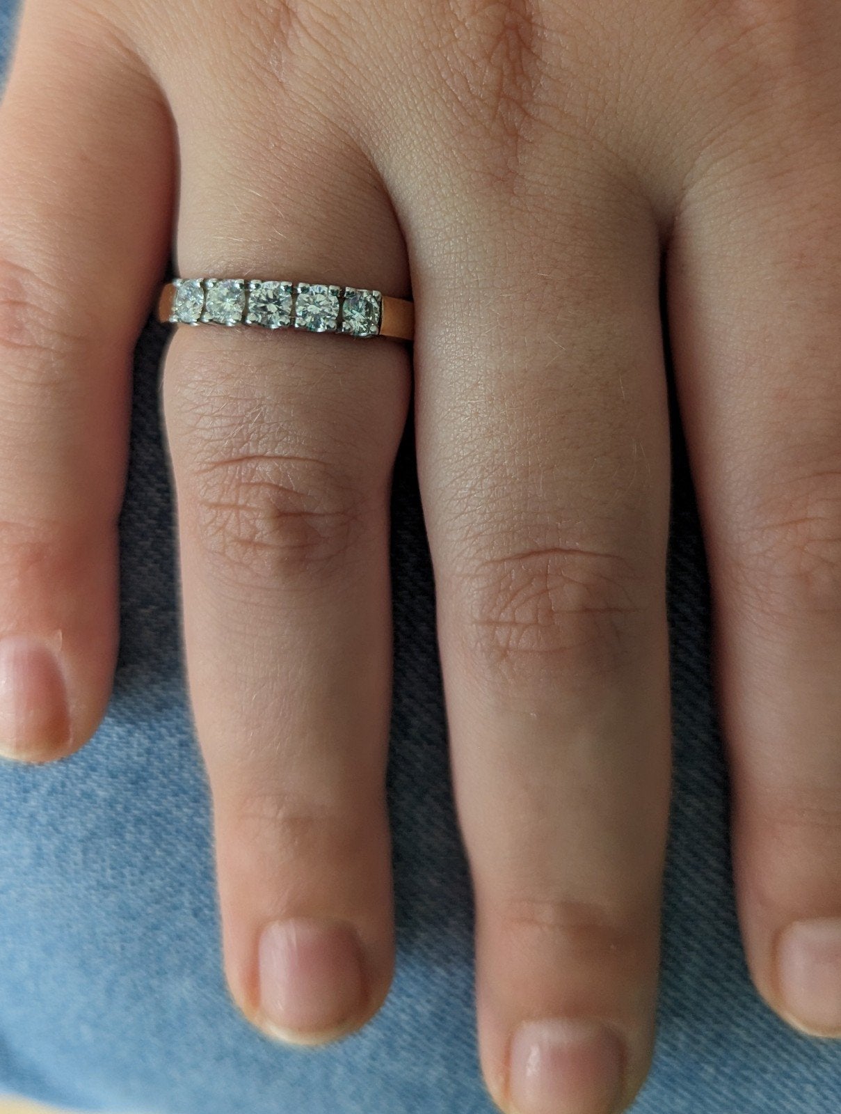 Diamonde rij-ring briljanten, 5 stuks, mt. 18, nieuw, Ophalen of Verzenden, Nieuw