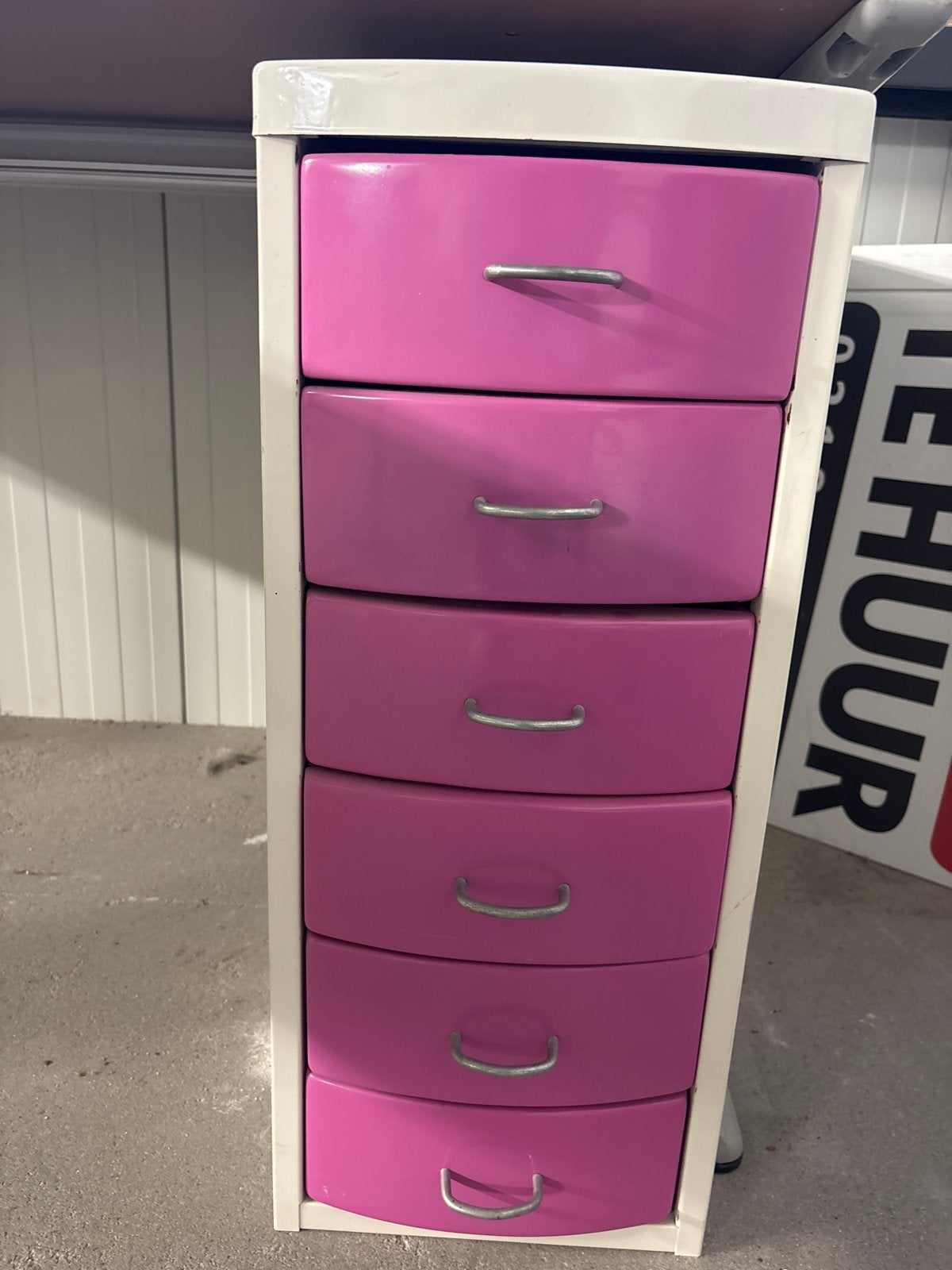 Roze ladekast met 6 laden, Ophalen, Minder dan 50 cm, Gebruikt, 5 laden of meer