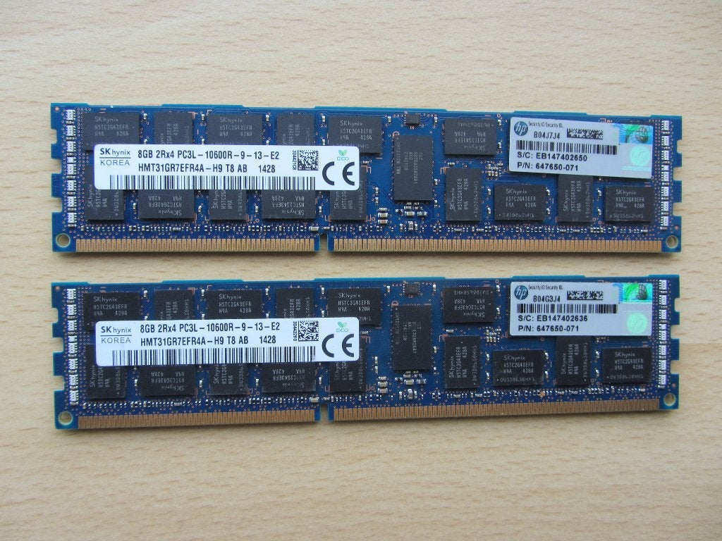 2x Hynix 8GB PC3-10600 DDR3-1333MHz ECC Registered CL9, Computers en Software, 1333 MHz, Server, 8 GB, DDR3