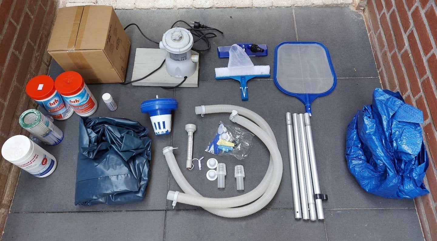 Jilong Opzetzwembad met accessoires en chemicaliën, Ophalen, Gebruikt, Minder dan 80 cm, Rond