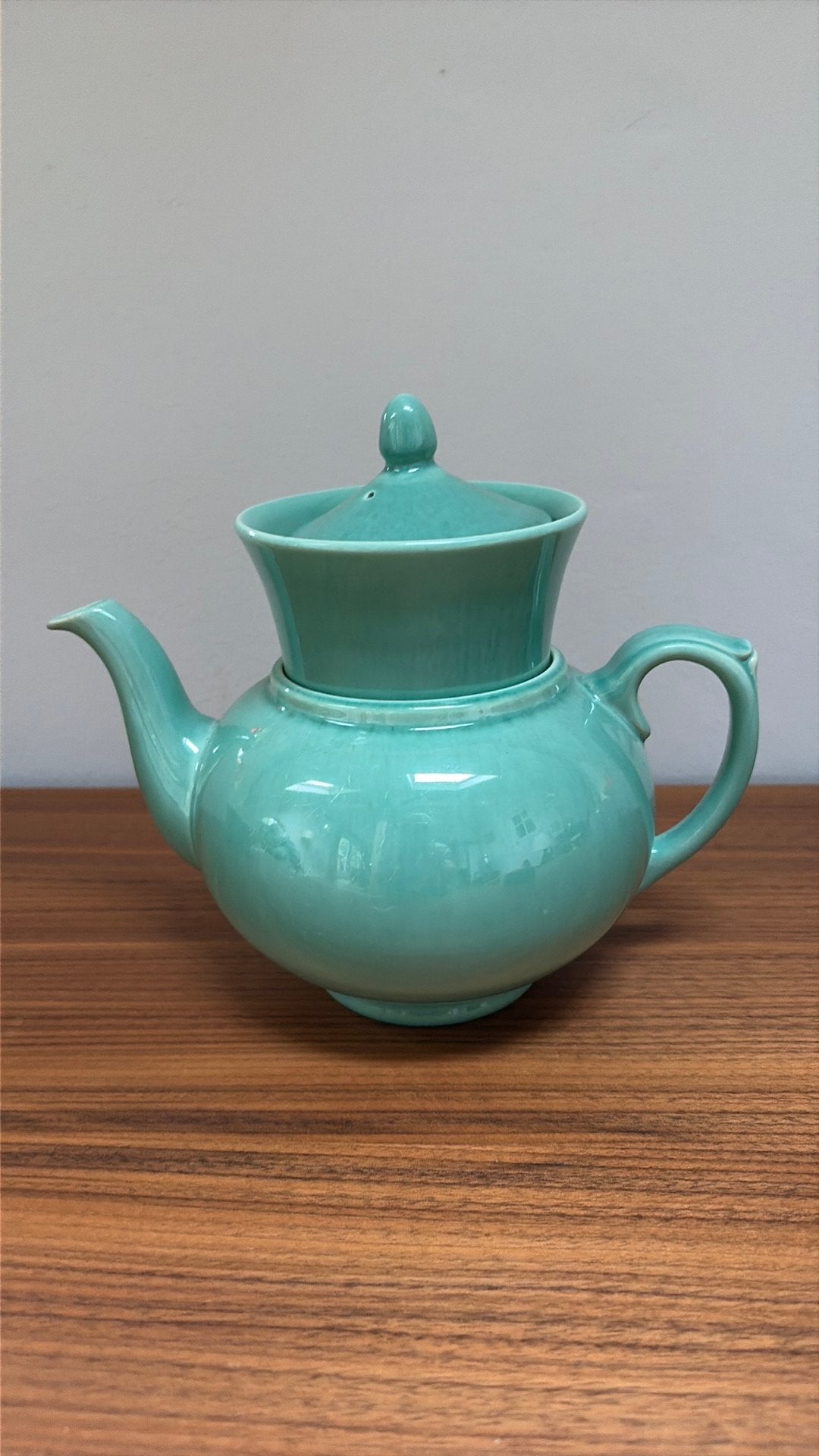 Turquoise theepot met filter Plateelbakkerij Zuid Holland, Antiek en Kunst, Ophalen of Verzenden