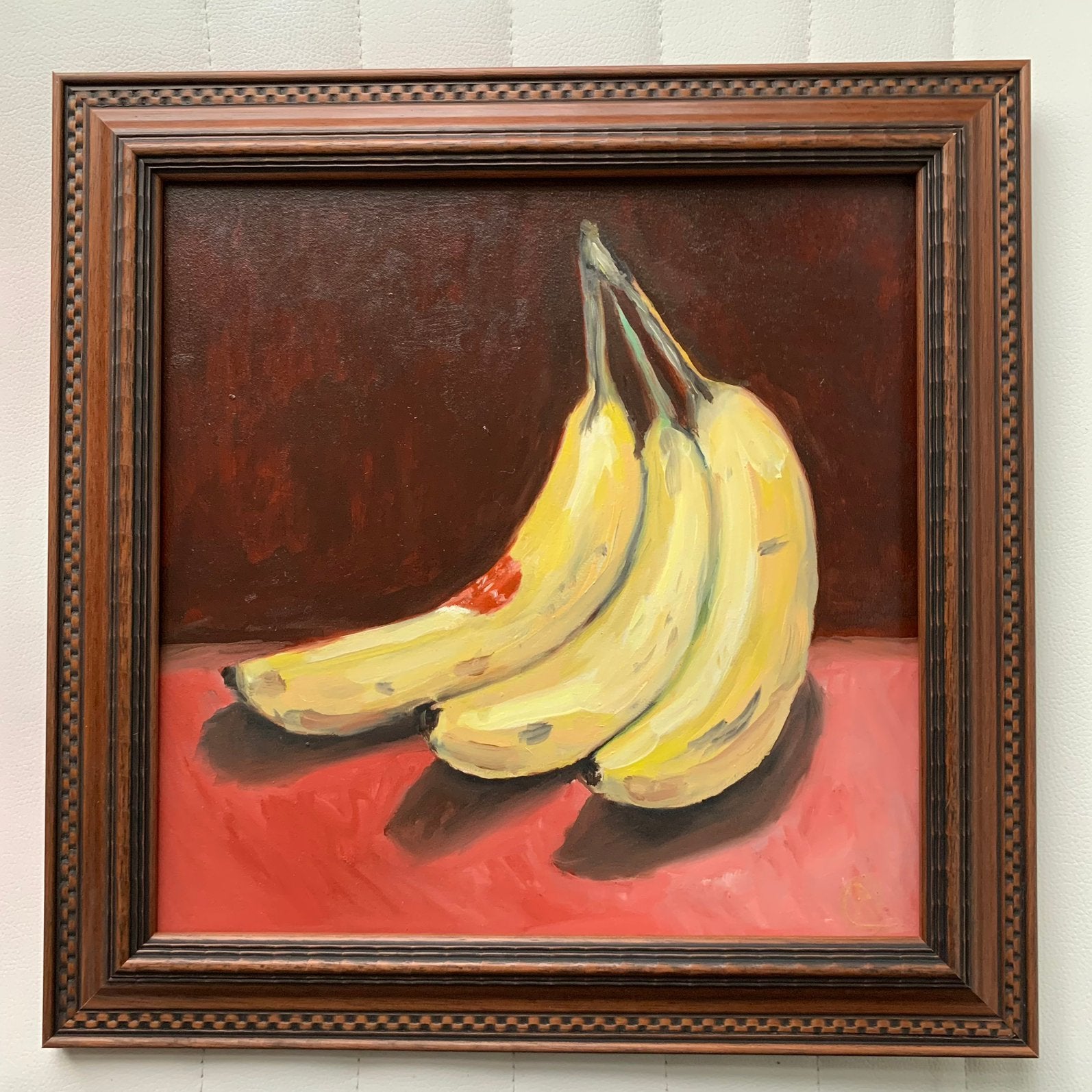 Bananen in lijst stilleven, Antiek en Kunst, Stilleven, Ophalen of Verzenden, Olieverf, Overige materialen