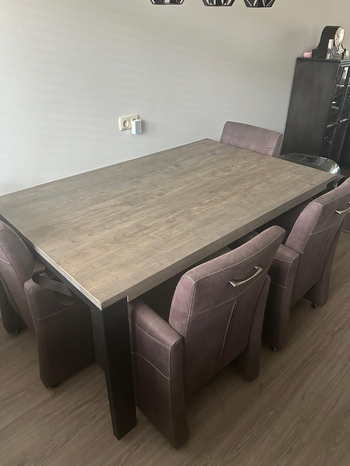 eettafel, tv-kast en salontafel met metalen onderstel, Ophalen, Gebruikt, Hout, Minder dan 100 cm