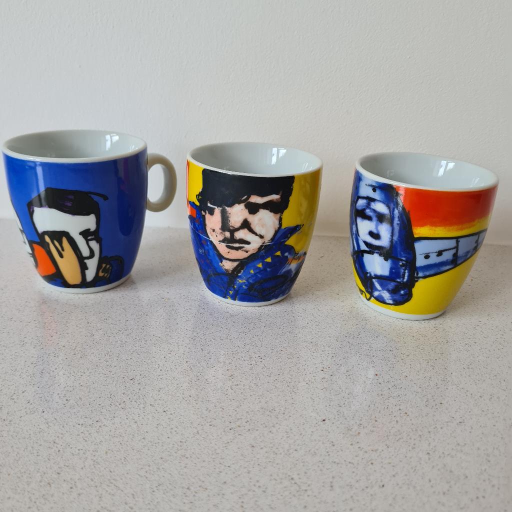 3 Herman Brood mokjes senseo mokken kopjes setprijs, Ophalen of Verzenden, Zo goed als nieuw, Overige stijlen, Kop(pen) en/of Schotel(s)