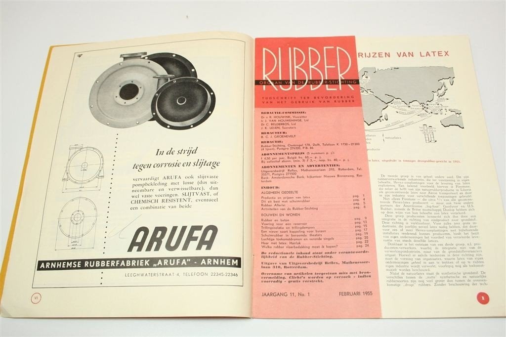 Rubber — Verwerking & Toepassingen 1955 — Industrie Zeldzaam, Ophalen of Verzenden, Gelezen