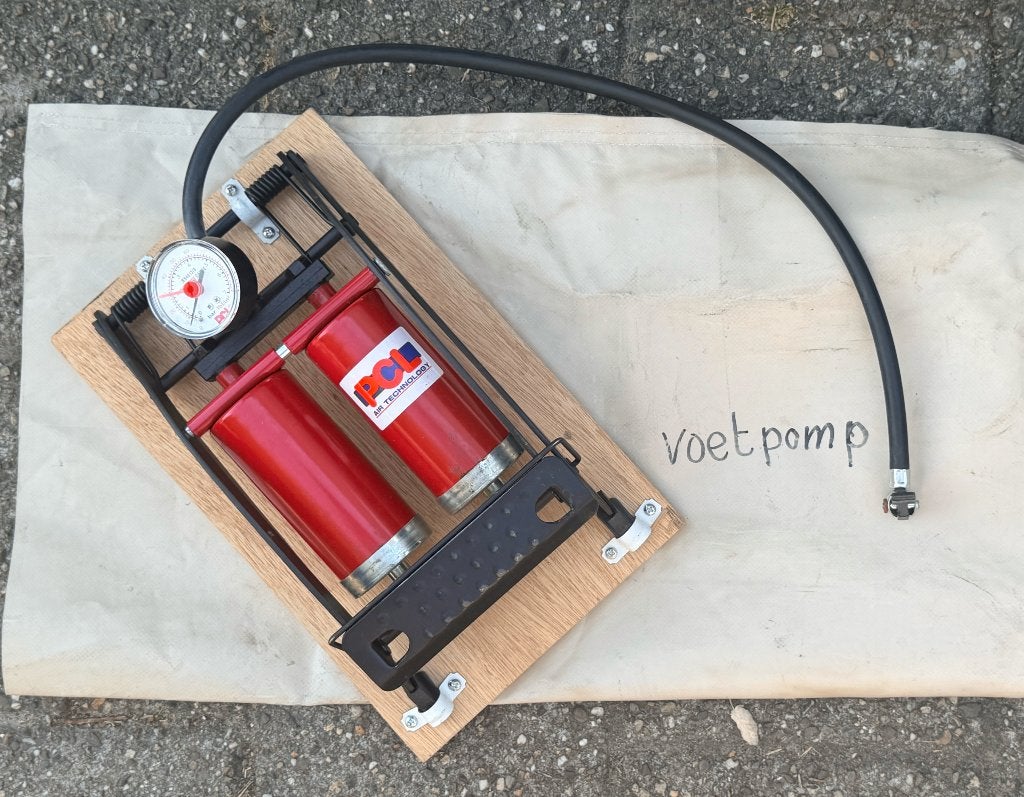 Vintage PCL dubbele voetpomp,manometer, heavy duty (werkend), Ophalen of Verzenden, Gebruikt