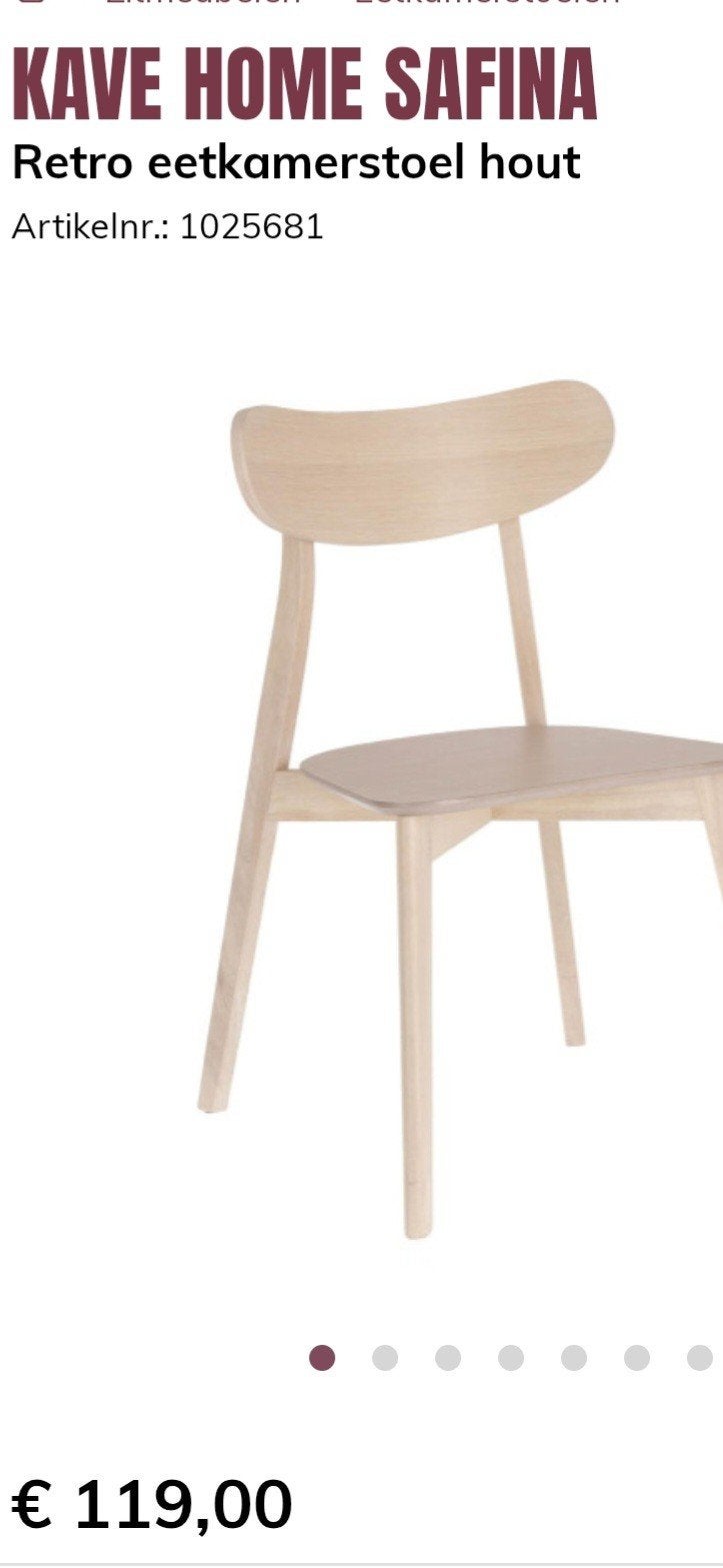 Kave Home houten eetkamerstoel SAFINA nog compleet nieuw!, Bruin, Kave Home, Nieuw, Ophalen of Verzenden