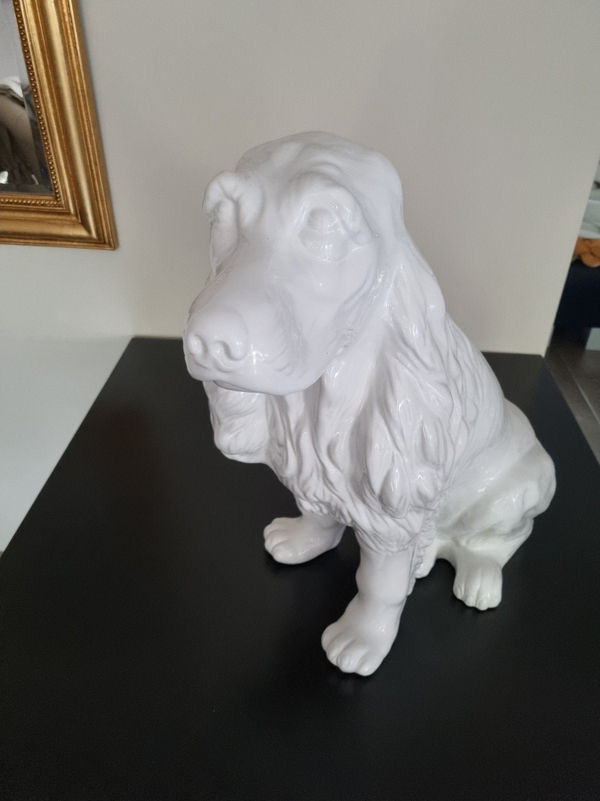Porseleinen Beeld Engelse Cocker Spaniel - 60 cm Hoog, Natuurlijk materiaal, Handgemaakt, Zoogdier, Wit