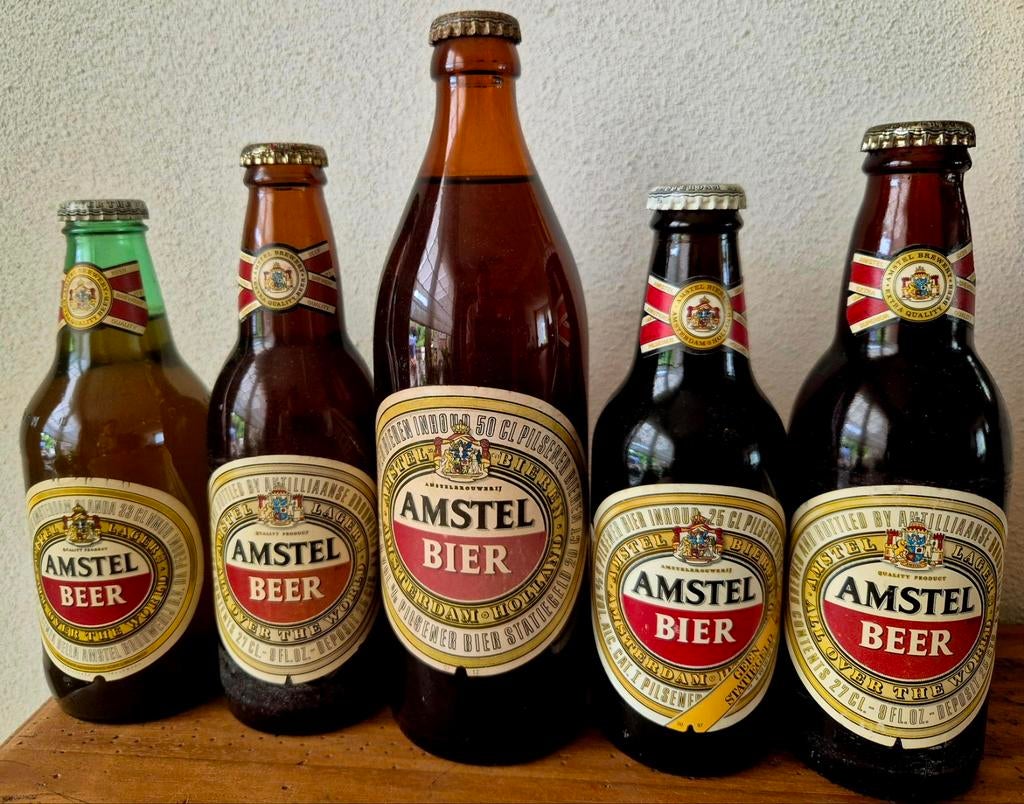 5x Fles AMSTEL bier Amsterdam Holland Speciale flessen, Ophalen of Verzenden, Zo goed als nieuw, Flesje(s), Amstel