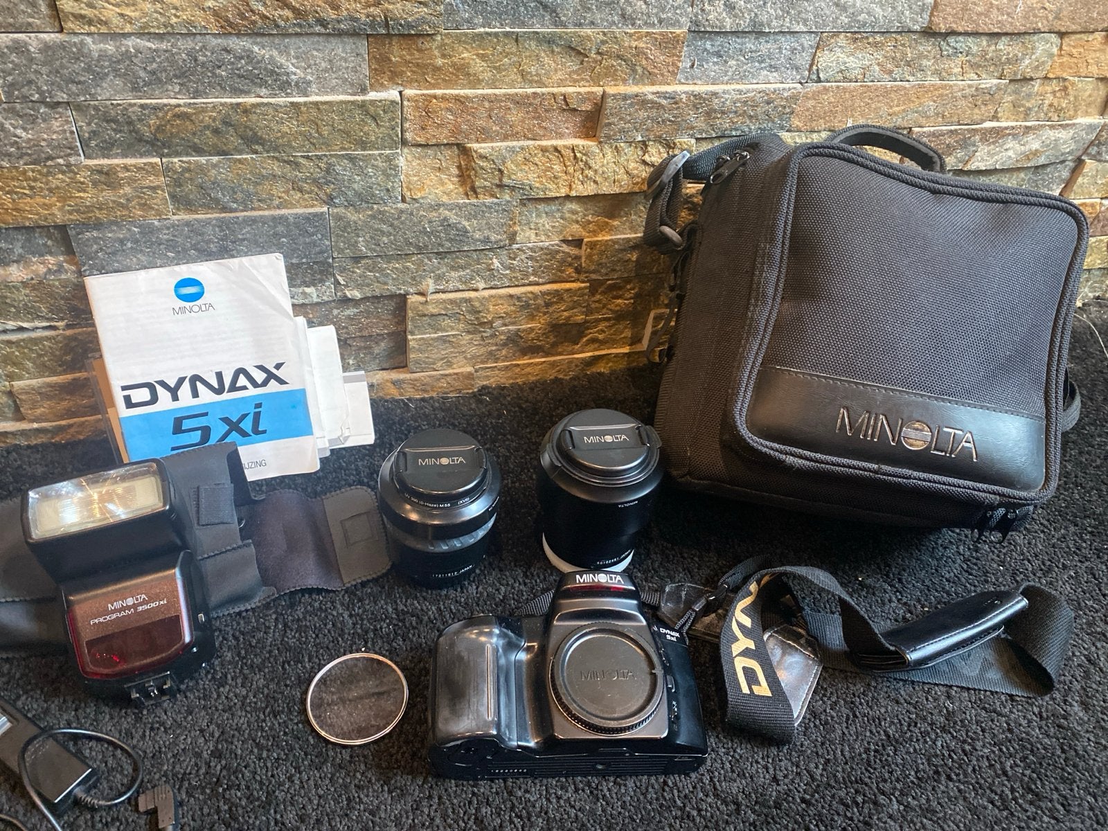 Minolta Dynax 5xi Spiegelreflexcamera met 2 lenzen en flitse, Ophalen of Verzenden, Gebruikt, Spiegelreflex, Minolta