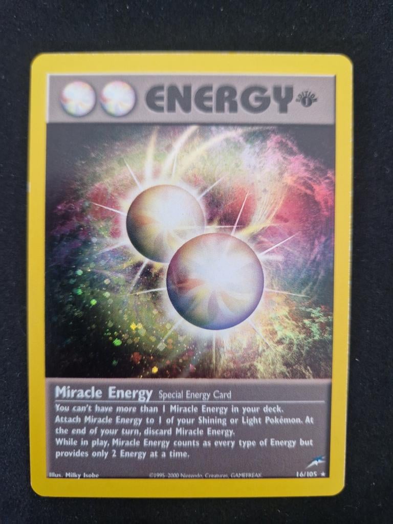 Miracle Energy 1st edition Holo. Neo Destiny tcg Pokémon, Ophalen of Verzenden, Zo goed als nieuw, Losse kaart, Foil