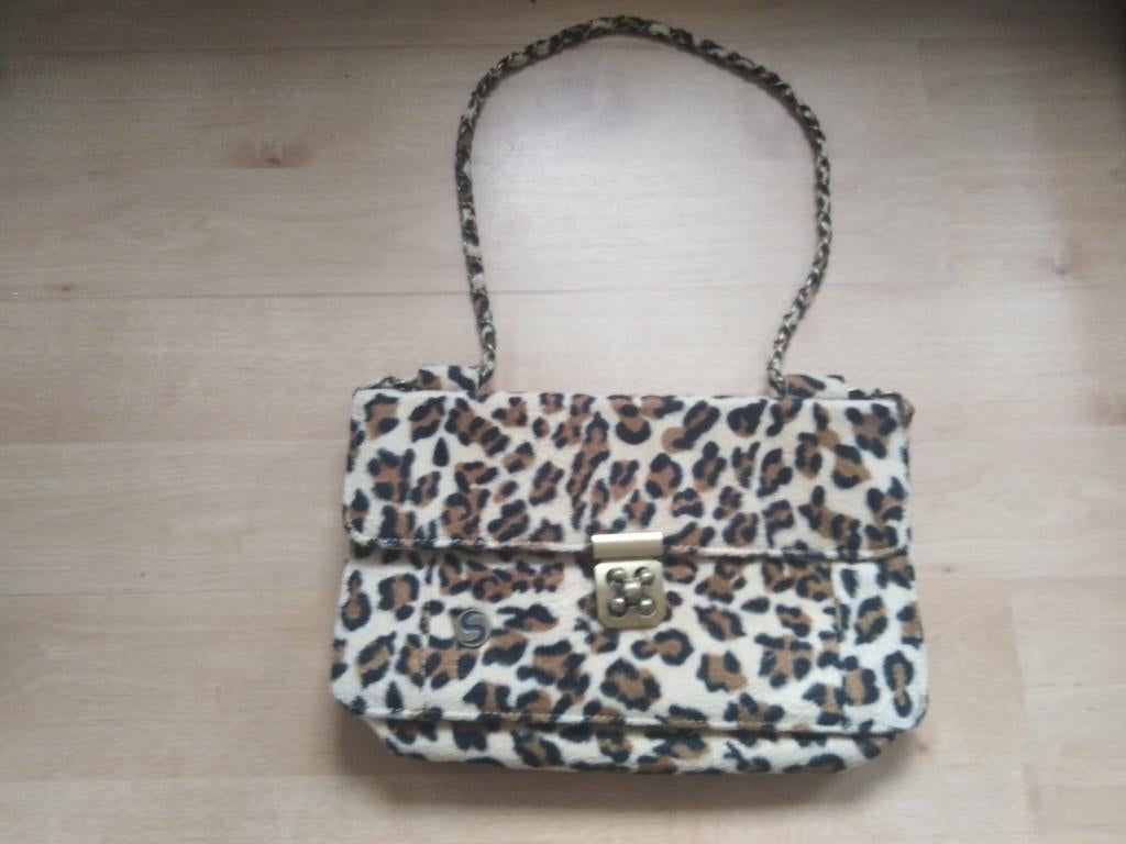 Panterprint tas, Ophalen of Verzenden, Zo goed als nieuw, Beige, Schoudertasje