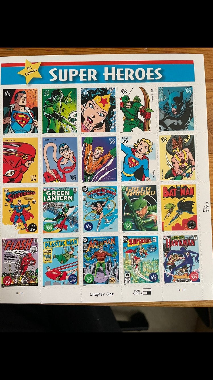 Super heroes postzegelvel usa, Ophalen of Verzenden, Zo goed als nieuw, Plaatje