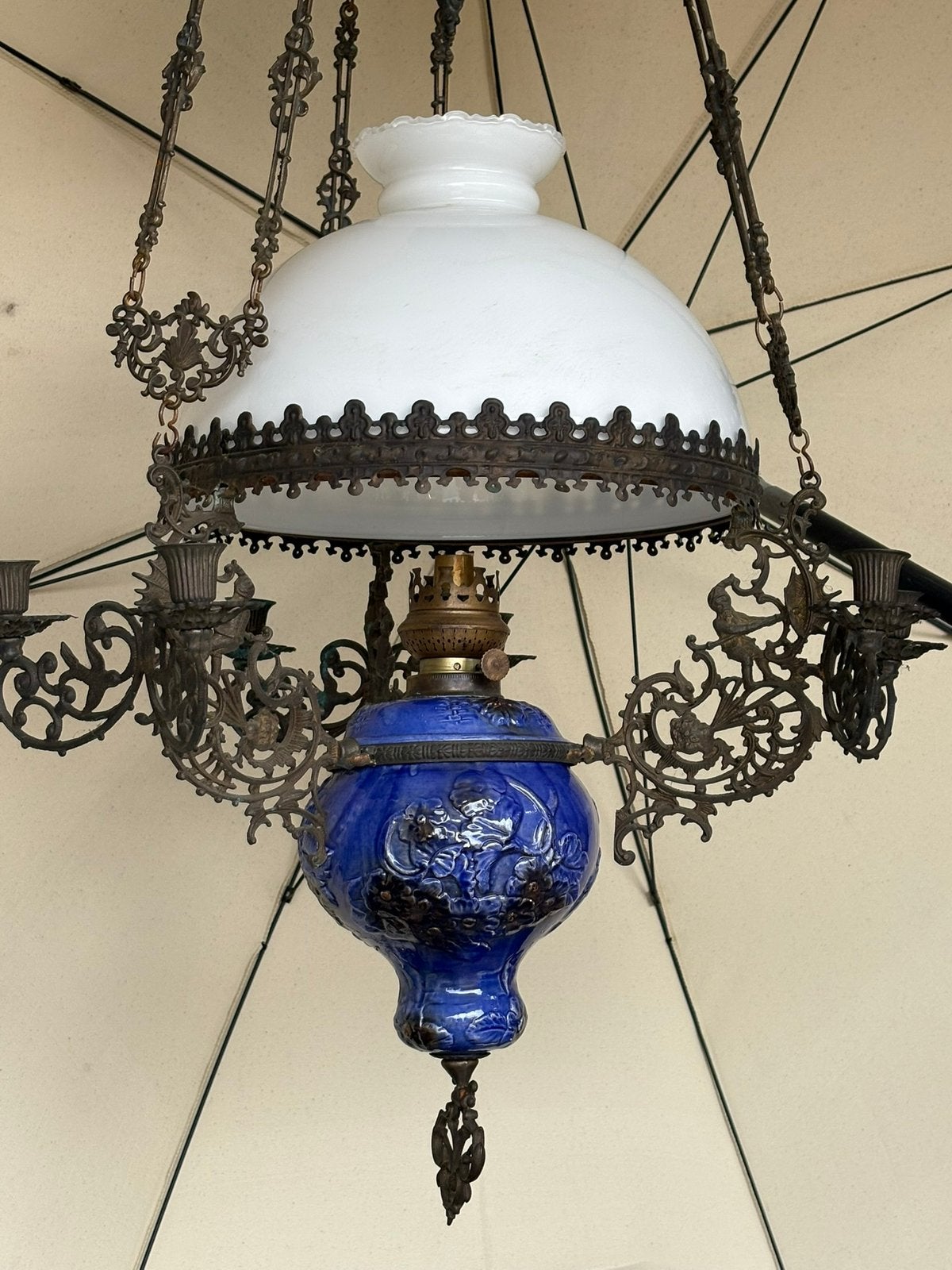 Vintage Majolica olielamp van Zanzara, Ophalen