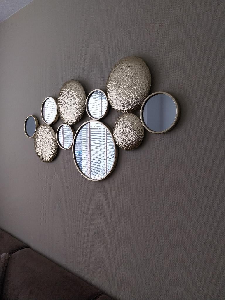 Wand ornament staal/spiegel, Ophalen, Metaal, Industrieel, 65 cm