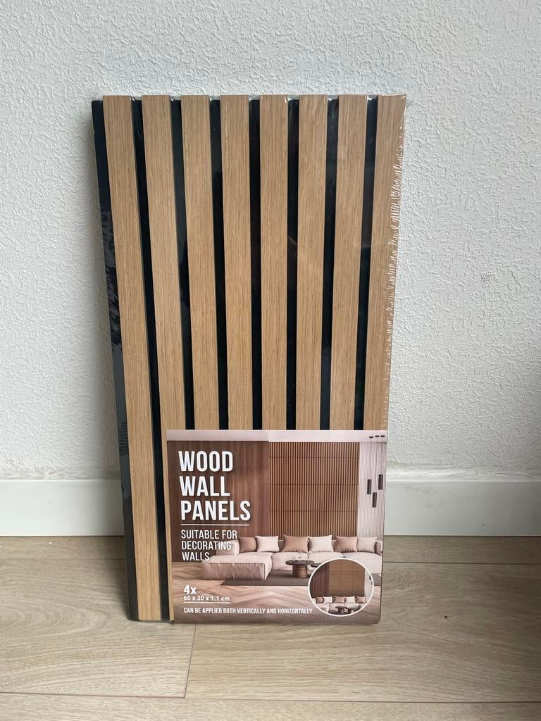Nieuw set wandpanelen - 4 stuks - 60x30x1.1 cm, Ophalen of Verzenden, Nieuw, Hout, Wandbord of Wandpaneel