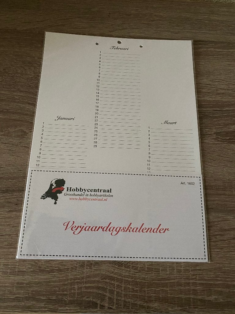Verjaardags kalender, Ophalen of Verzenden, Nieuw