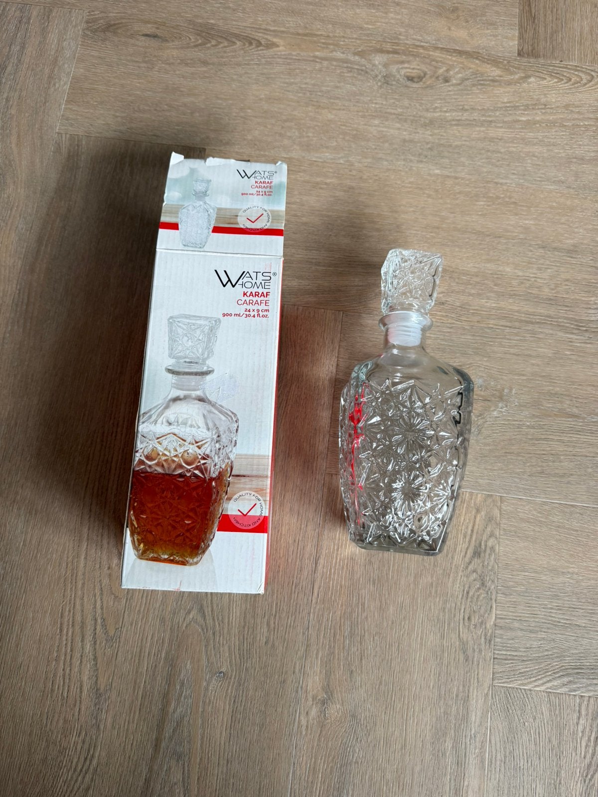 Nieuw! Glazen karaf 900 ml, Ophalen of Verzenden, Nieuw, Overige typen