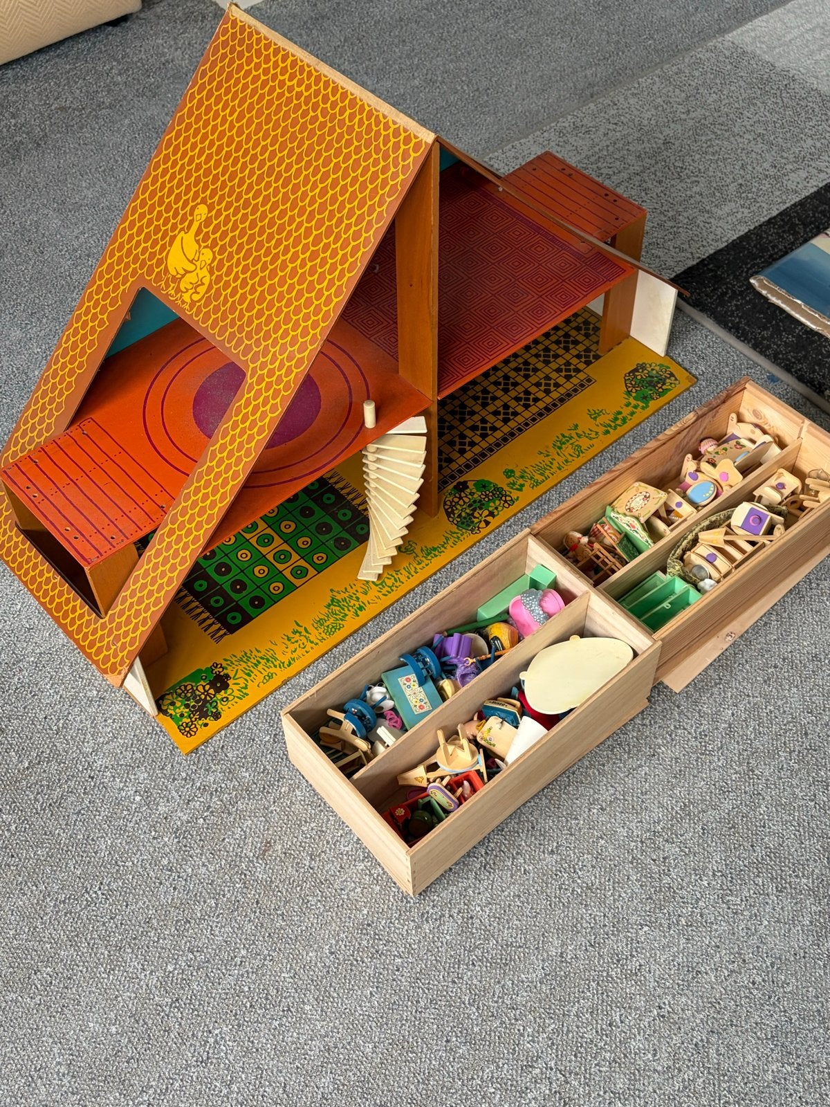 Vintage Poppenhuis met Meubels en Accessoires, Ophalen, Gebruikt, Poppenhuis