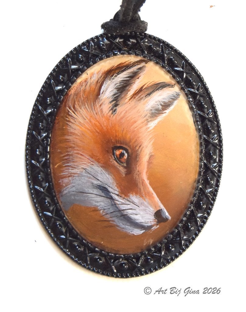 Portret van een vosje geschilderd op een mooie hanger, Ophalen of Verzenden