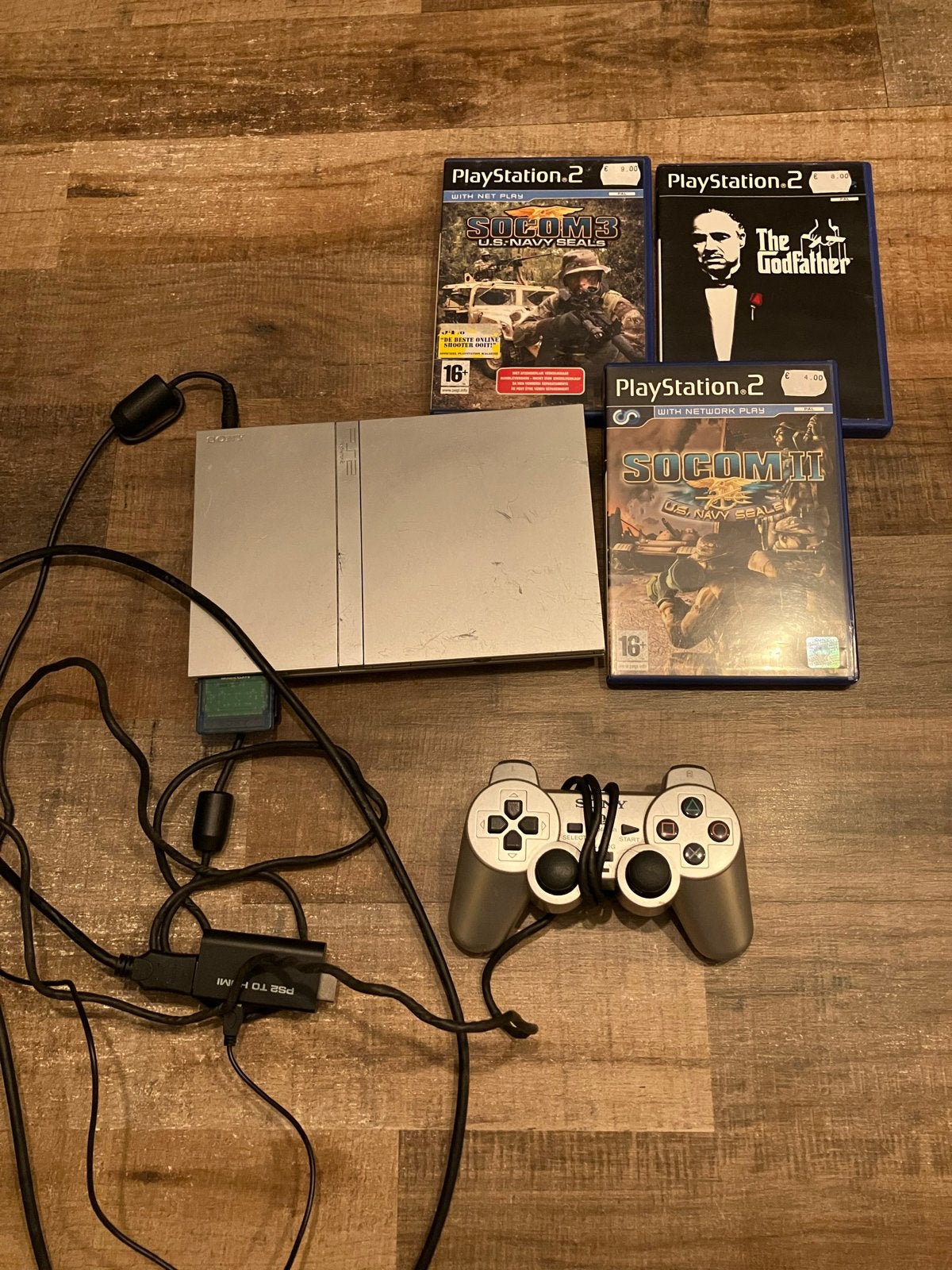 PlayStation 2 Slim met games en controller, Spelcomputers en Games, Ophalen of Verzenden, Met 1 controller, Zilver, Slim