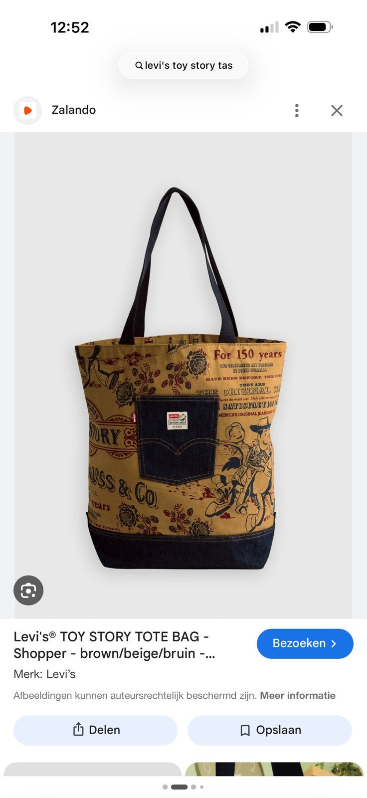 Gevraagd Levi’s Toy Story tas tote bag, Ophalen of Verzenden, Nieuw, Shopper